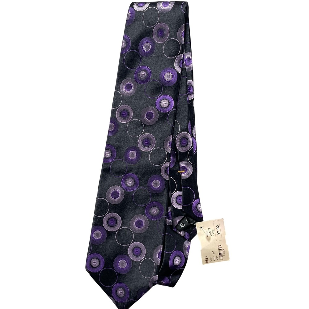 J.‎ Audrey Tie Mens One Size Black Purple Geometric Classic Satin Silk Necktie